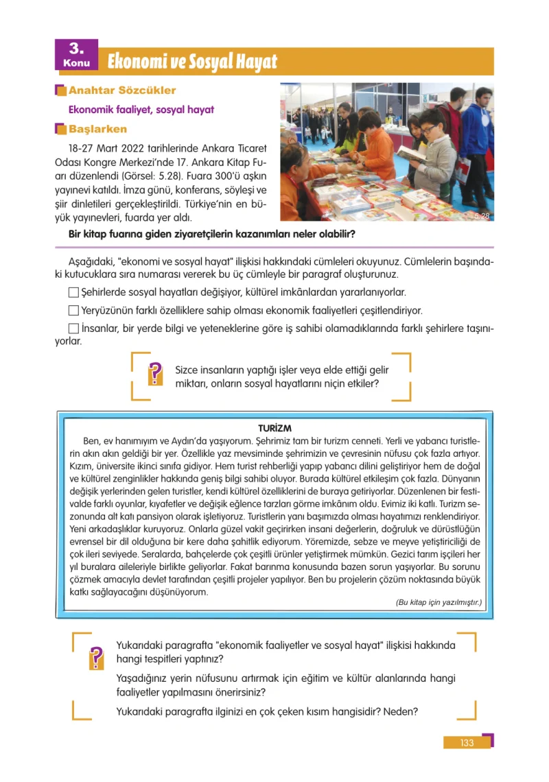 5. Sınıf Sosyal Bilgiler Ders Kitabı Cevapları E Kare Yayınları Sayfa 133