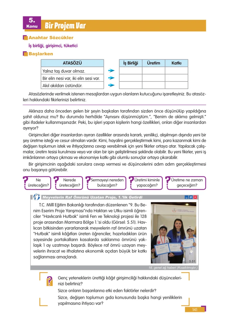 5. Sınıf Sosyal Bilgiler Ders Kitabı Cevapları E Kare Yayınları Sayfa 141