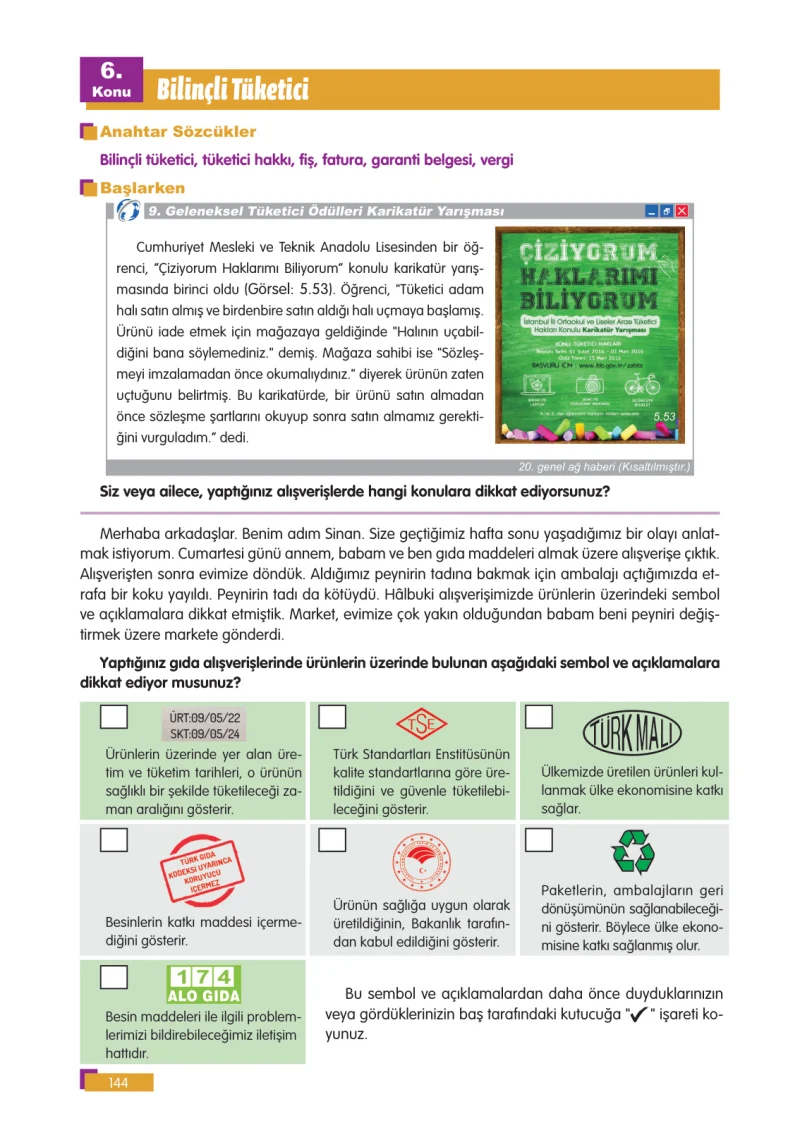 5. Sınıf Sosyal Bilgiler Ders Kitabı Cevapları E Kare Yayınları Sayfa 144