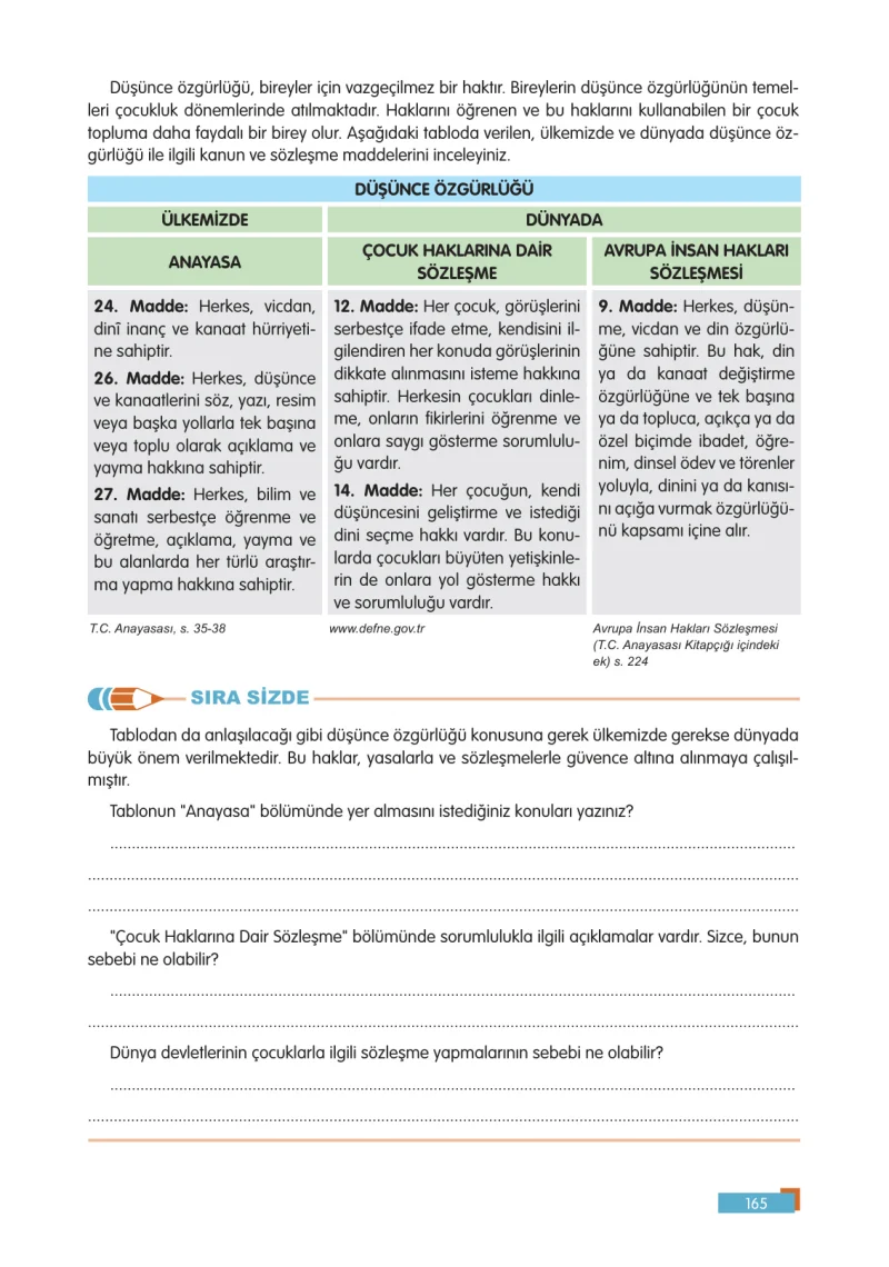 5. Sınıf Sosyal Bilgiler Ders Kitabı Cevapları E Kare Yayınları Sayfa 165