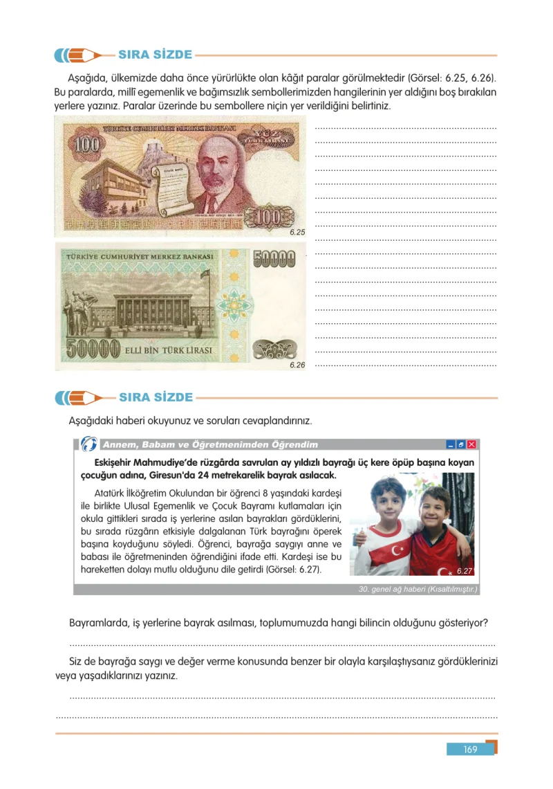 5. Sınıf Sosyal Bilgiler Ders Kitabı Cevapları E Kare Yayınları Sayfa 169