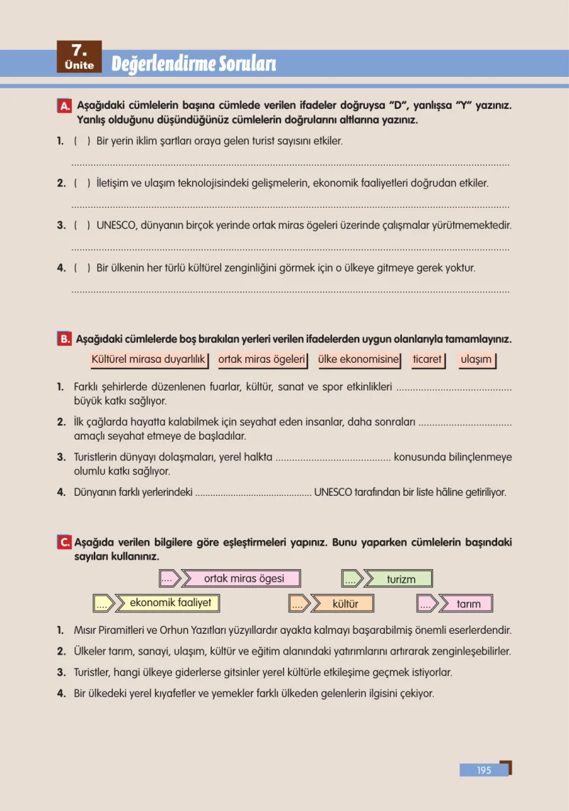 5. Sınıf Sosyal Bilgiler Ders Kitabı Cevapları E Kare Yayınları Sayfa 195
