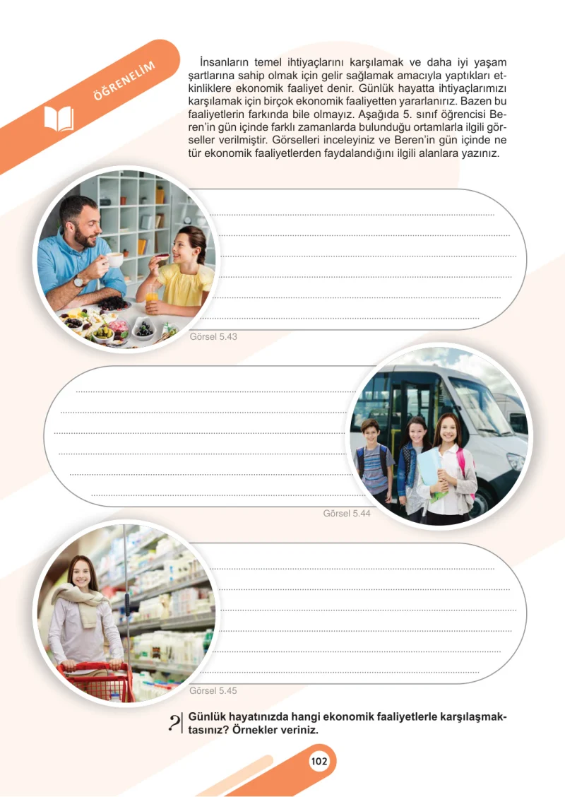 5. Sınıf Sosyal Bilgiler Ders Kitabı Cevapları Meb Yayınları 2. Kitap Sayfa 102