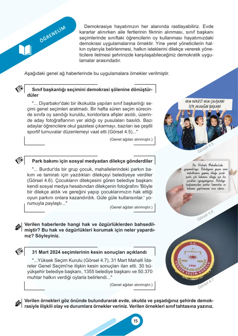 5. Sınıf Sosyal Bilgiler Ders Kitabı Cevapları Meb Yayınları 2. Kitap Sayfa 15