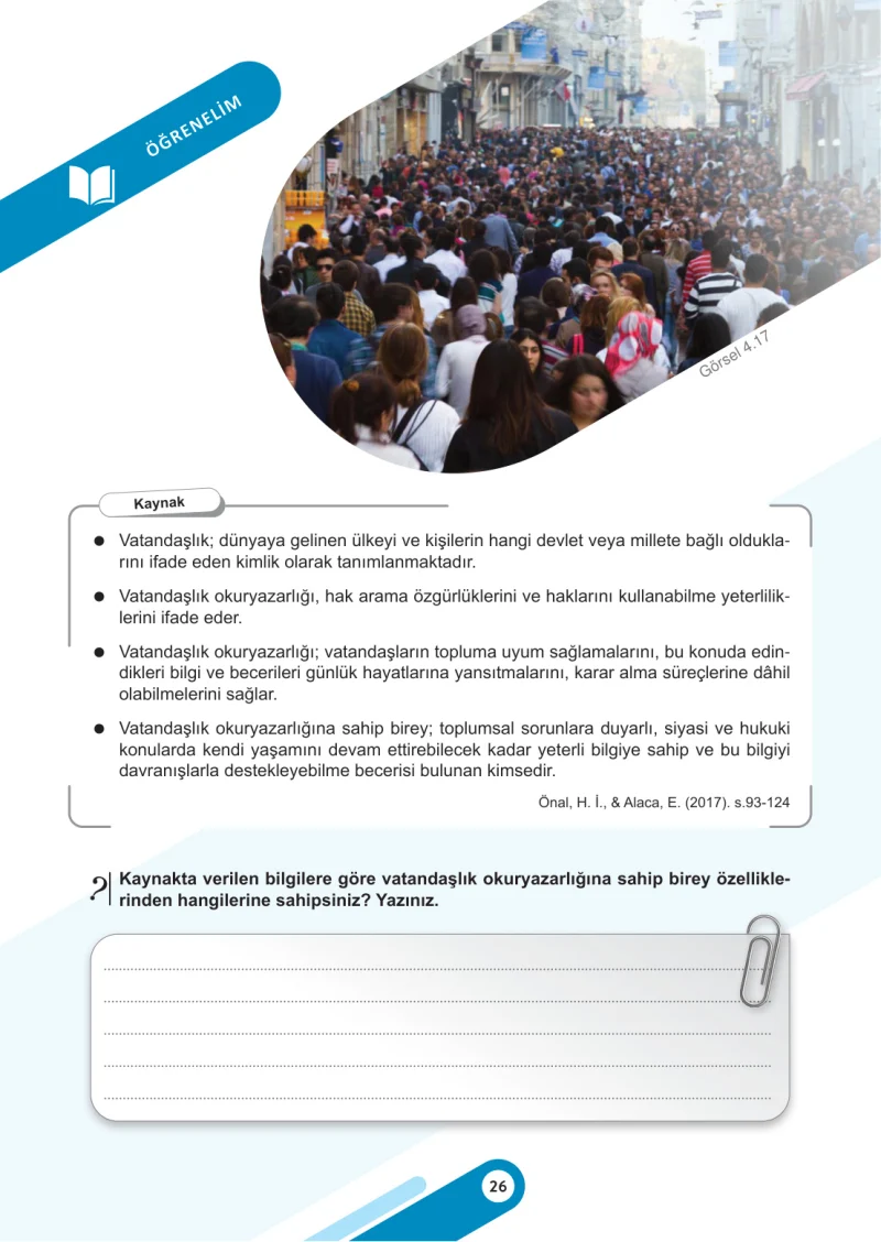 5. Sınıf Sosyal Bilgiler Ders Kitabı Cevapları Meb Yayınları 2. Kitap Sayfa 26