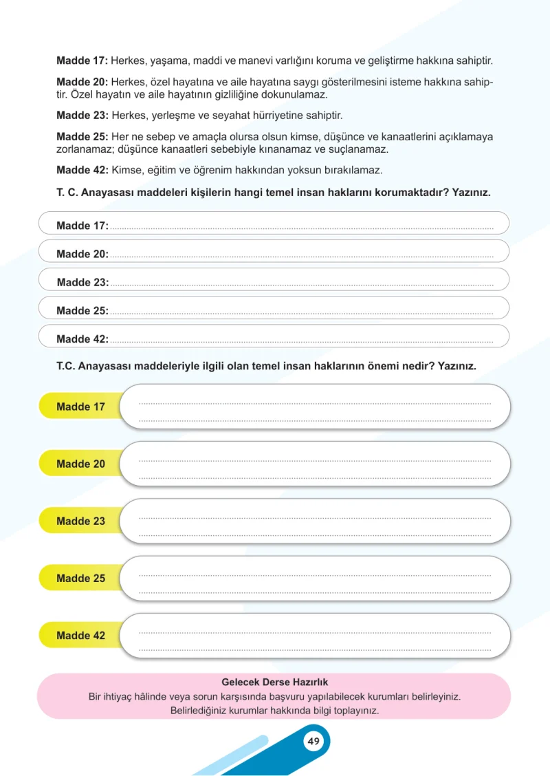 5. Sınıf Sosyal Bilgiler Ders Kitabı Cevapları Meb Yayınları 2. Kitap Sayfa 49