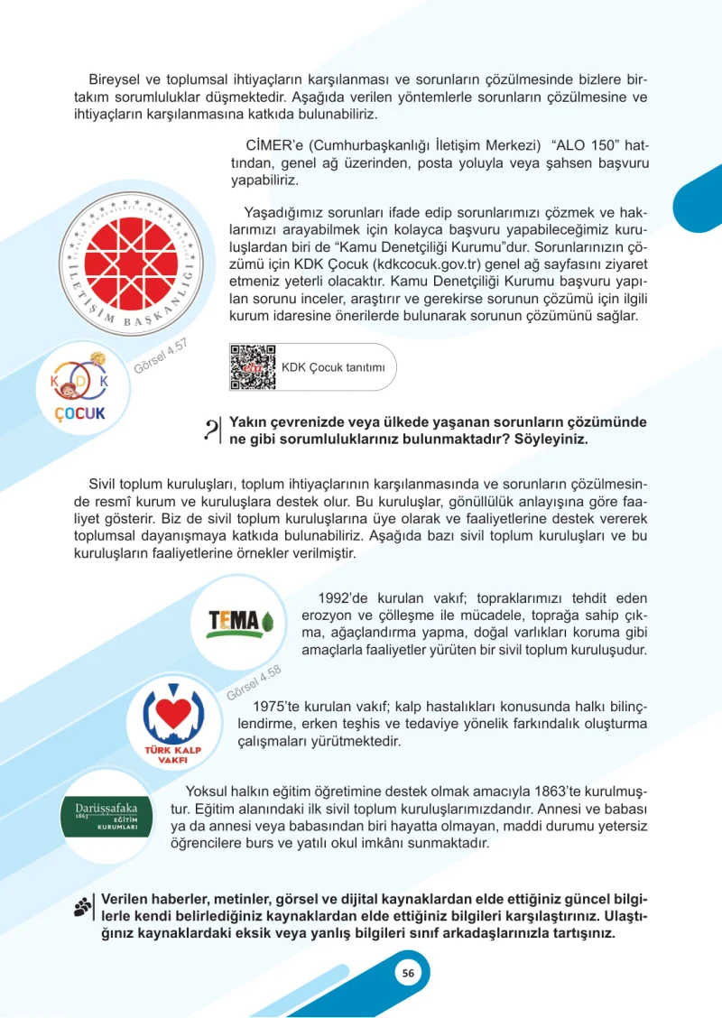 5. Sınıf Sosyal Bilgiler Ders Kitabı Cevapları Meb Yayınları 2. Kitap Sayfa 56