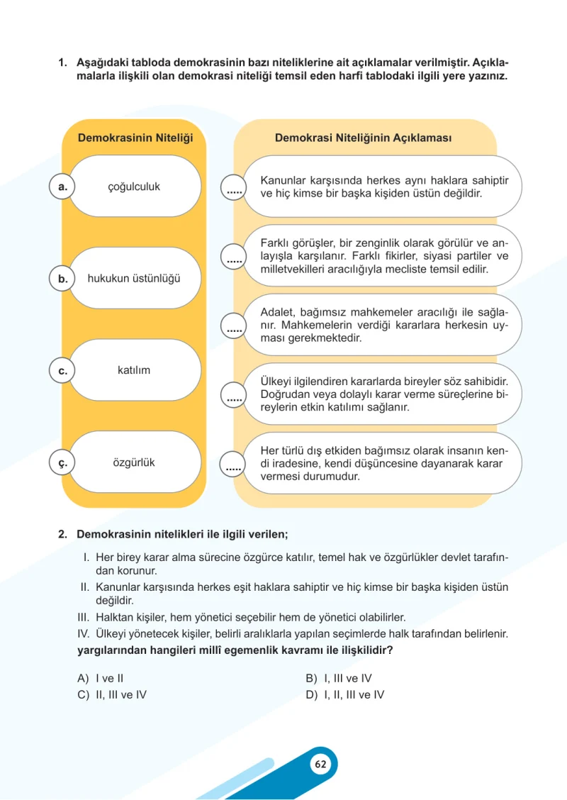 5. Sınıf Sosyal Bilgiler Ders Kitabı Cevapları Meb Yayınları 2. Kitap Sayfa 62
