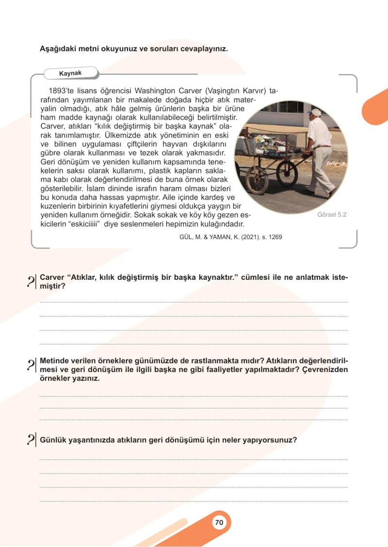 5. Sınıf Sosyal Bilgiler Ders Kitabı Cevapları Meb Yayınları 2. Kitap Sayfa 70