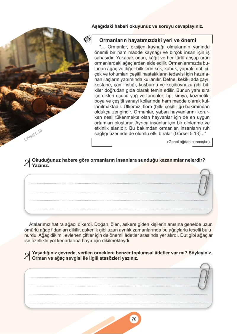 5. Sınıf Sosyal Bilgiler Ders Kitabı Cevapları Meb Yayınları 2. Kitap Sayfa 76