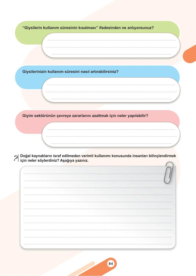 5. Sınıf Sosyal Bilgiler Ders Kitabı Cevapları Meb Yayınları 2. Kitap Sayfa 84