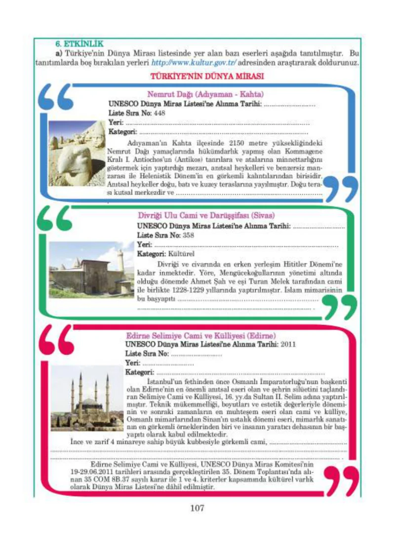 5. Sınıf Türkçe Ders Kitabı Cevapları Anıttepe Yayınları Sayfa 107