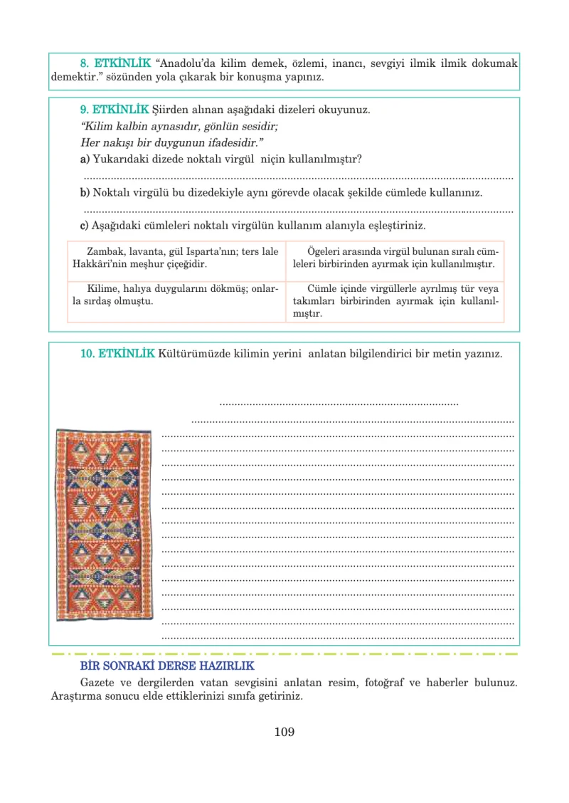 5. Sınıf Türkçe Ders Kitabı Cevapları Anıttepe Yayınları Sayfa 109