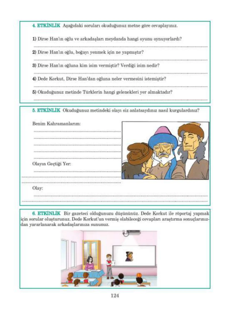 5. Sınıf Türkçe Ders Kitabı Cevapları Anıttepe Yayınları Sayfa 124
