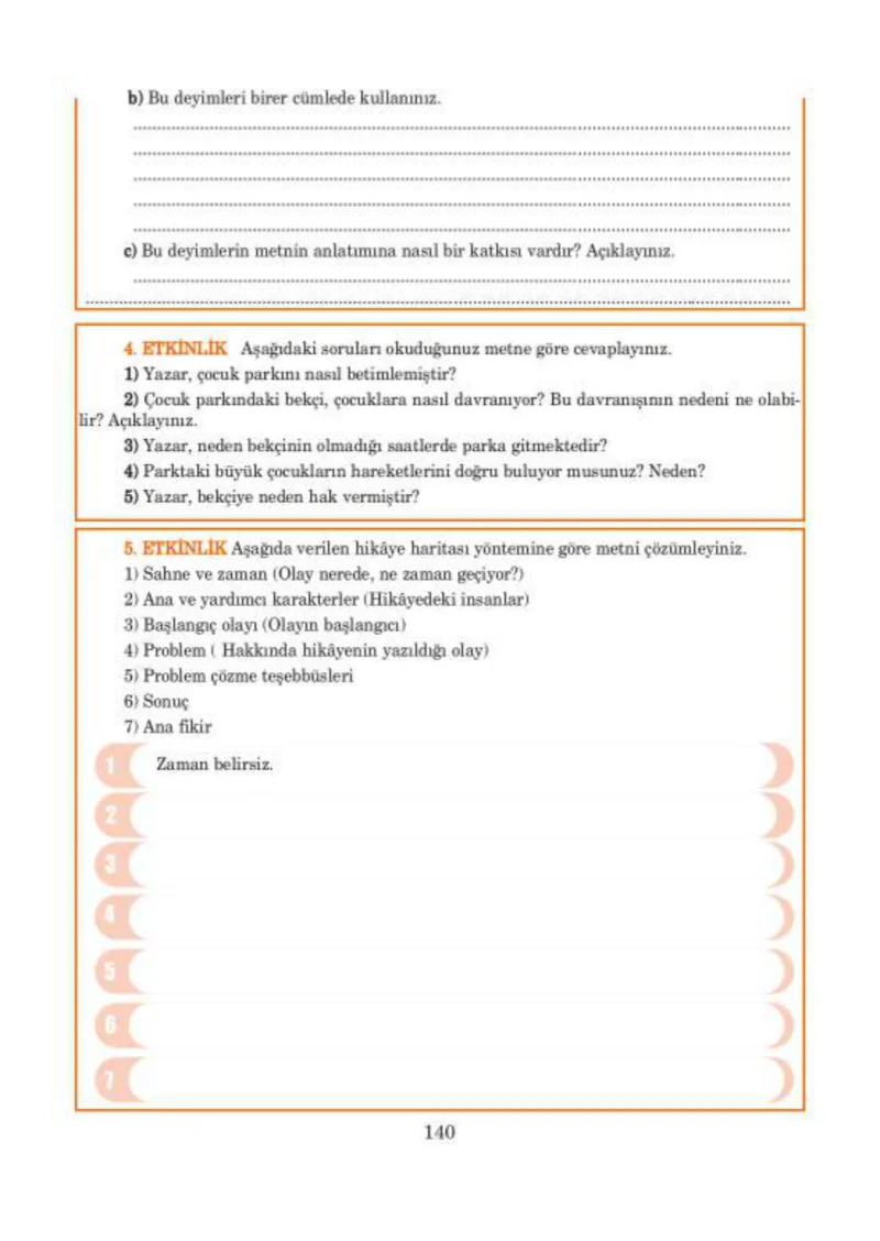 5. Sınıf Türkçe Ders Kitabı Cevapları Anıttepe Yayınları Sayfa 140