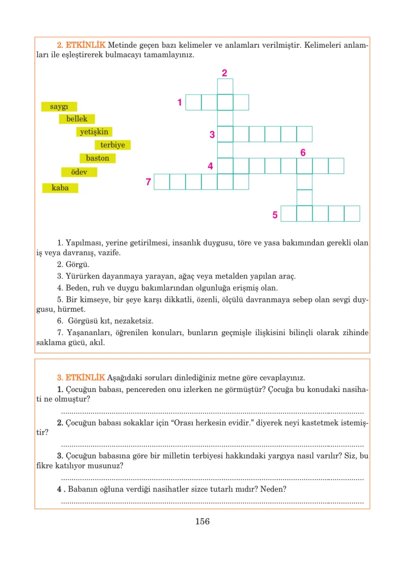 5. Sınıf Türkçe Ders Kitabı Cevapları Anıttepe Yayınları Sayfa 156