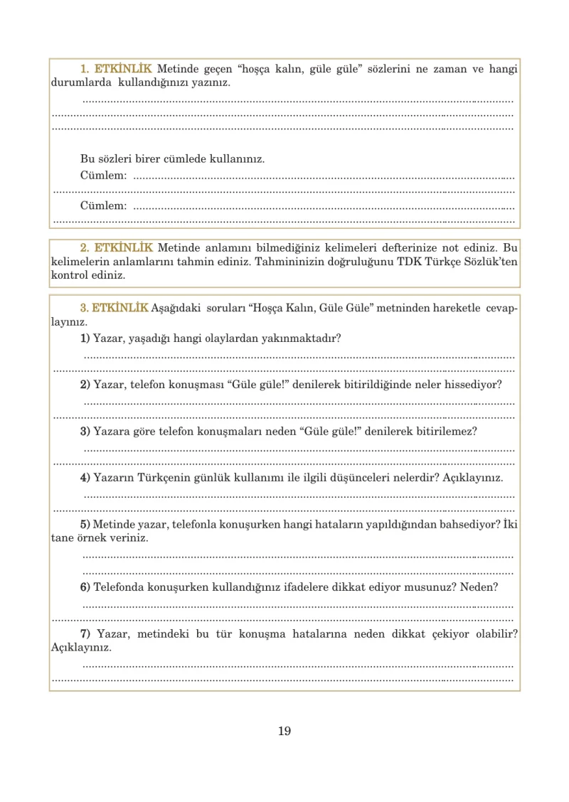 5. Sınıf Türkçe Ders Kitabı Cevapları Anıttepe Yayınları Sayfa 19