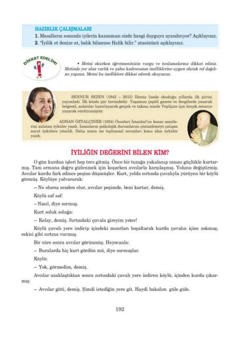 5. Sınıf Türkçe Ders Kitabı Cevapları Anıttepe Yayınları Sayfa 192