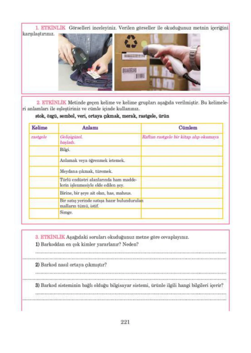 5. Sınıf Türkçe Ders Kitabı Cevapları Anıttepe Yayınları Sayfa 221