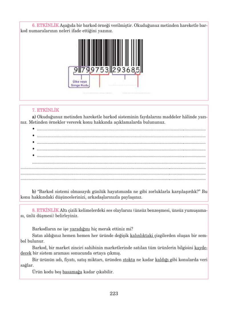 5. Sınıf Türkçe Ders Kitabı Cevapları Anıttepe Yayınları Sayfa 223