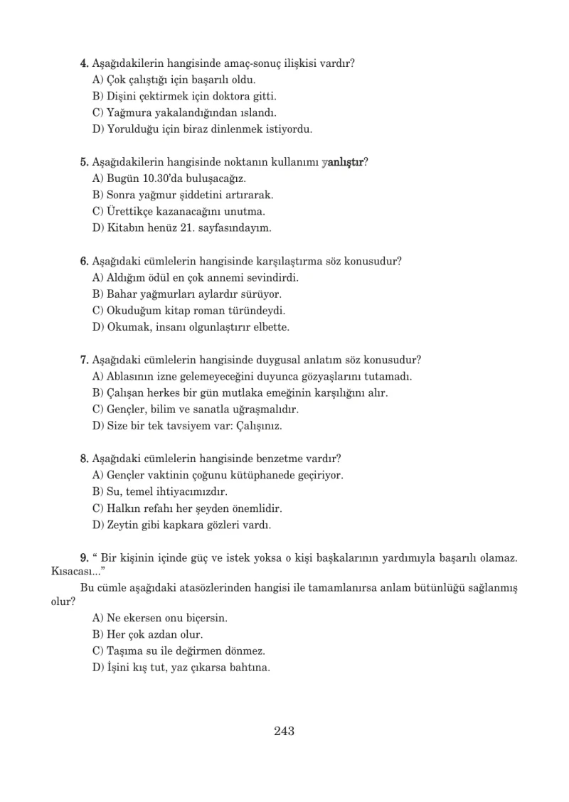 5. Sınıf Türkçe Ders Kitabı Cevapları Anıttepe Yayınları Sayfa 243