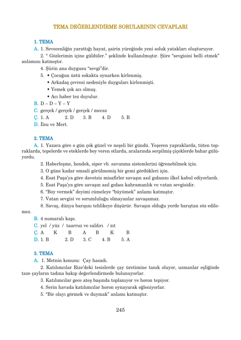 5. Sınıf Türkçe Ders Kitabı Cevapları Anıttepe Yayınları Sayfa 245