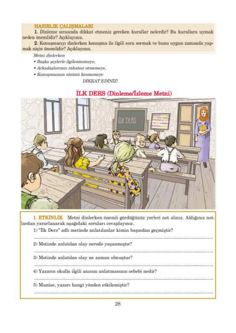5. Sınıf Türkçe Ders Kitabı Cevapları Anıttepe Yayınları Sayfa 28