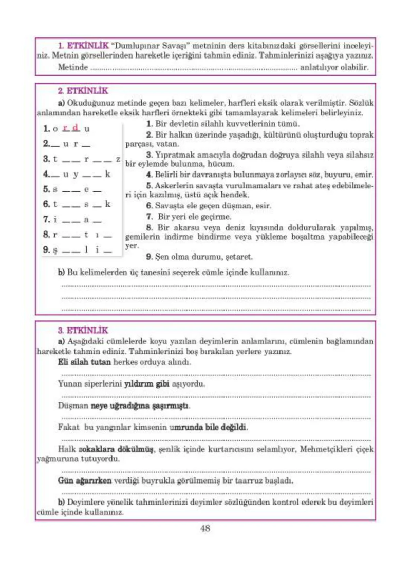 5. Sınıf Türkçe Ders Kitabı Cevapları Anıttepe Yayınları Sayfa 48