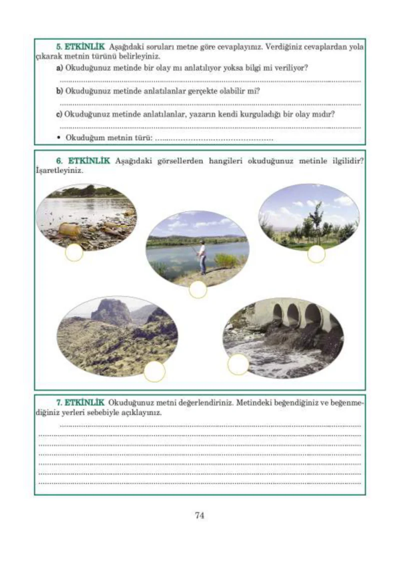 5. Sınıf Türkçe Ders Kitabı Cevapları Anıttepe Yayınları Sayfa 74