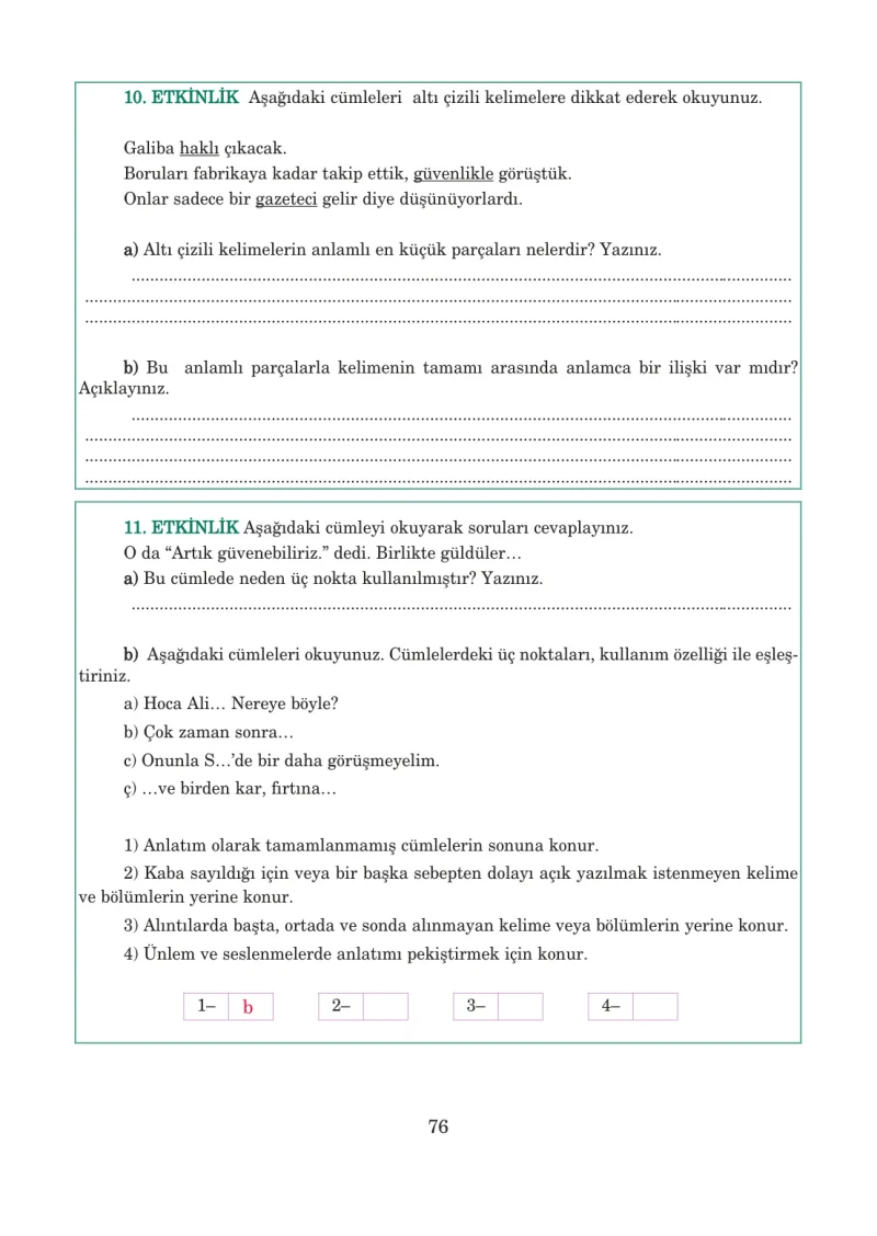 5. Sınıf Türkçe Ders Kitabı Cevapları Anıttepe Yayınları Sayfa 76