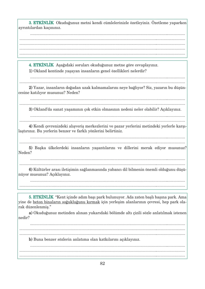 5. Sınıf Türkçe Ders Kitabı Cevapları Anıttepe Yayınları Sayfa 82