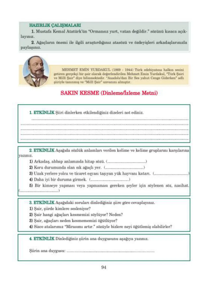 5. Sınıf Türkçe Ders Kitabı Cevapları Anıttepe Yayınları Sayfa 94