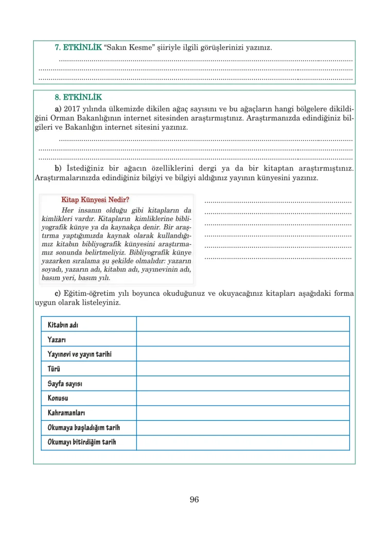 5. Sınıf Türkçe Ders Kitabı Cevapları Anıttepe Yayınları Sayfa 96