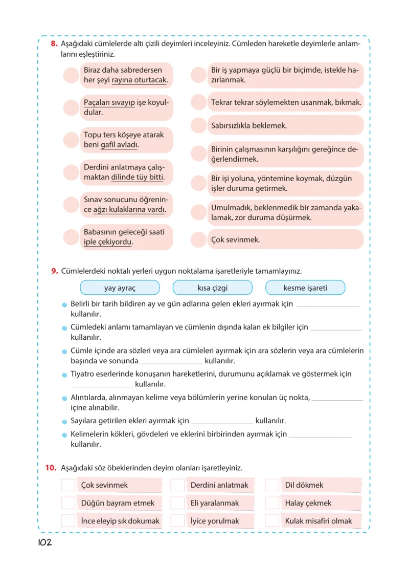 5. Sınıf Türkçe Ders Kitabı Cevapları Koza Yayınları Sayfa 102