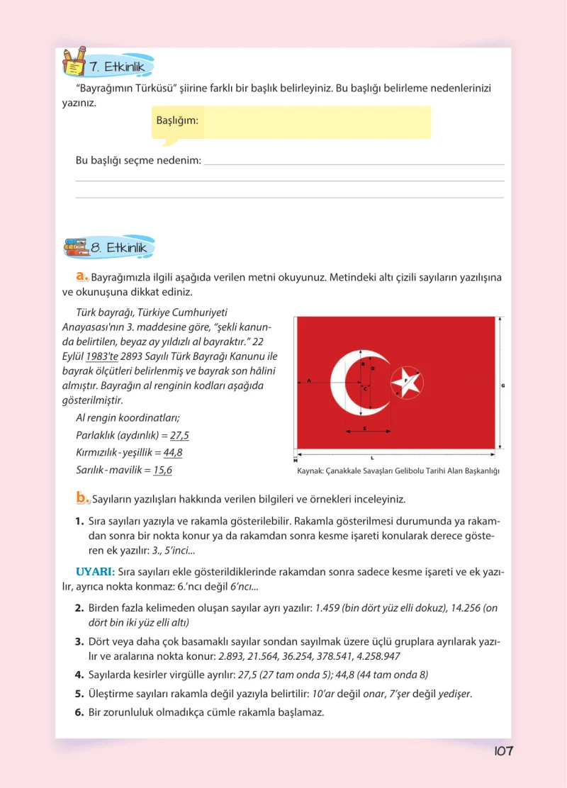 5. Sınıf Türkçe Ders Kitabı Cevapları Koza Yayınları Sayfa 107