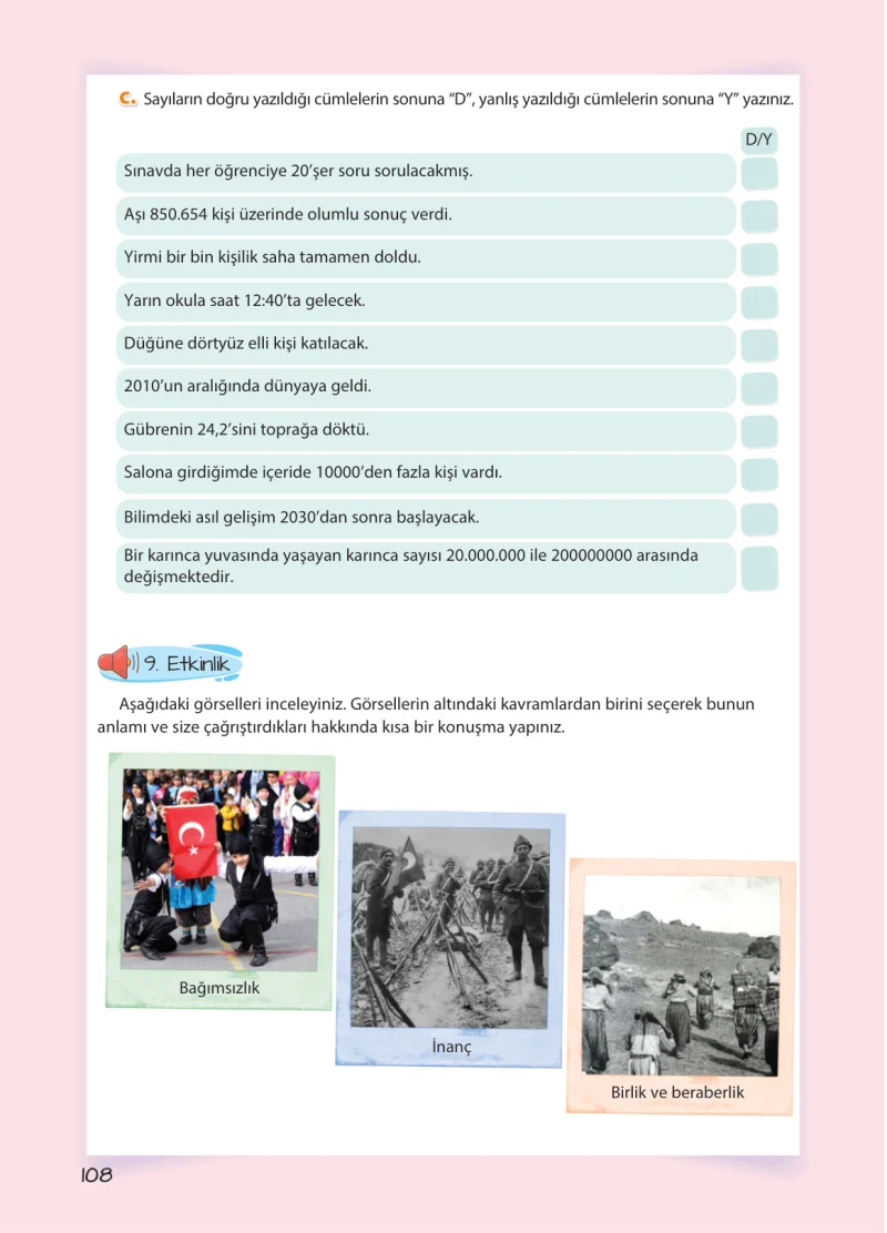 5. Sınıf Türkçe Ders Kitabı Cevapları Koza Yayınları Sayfa 108