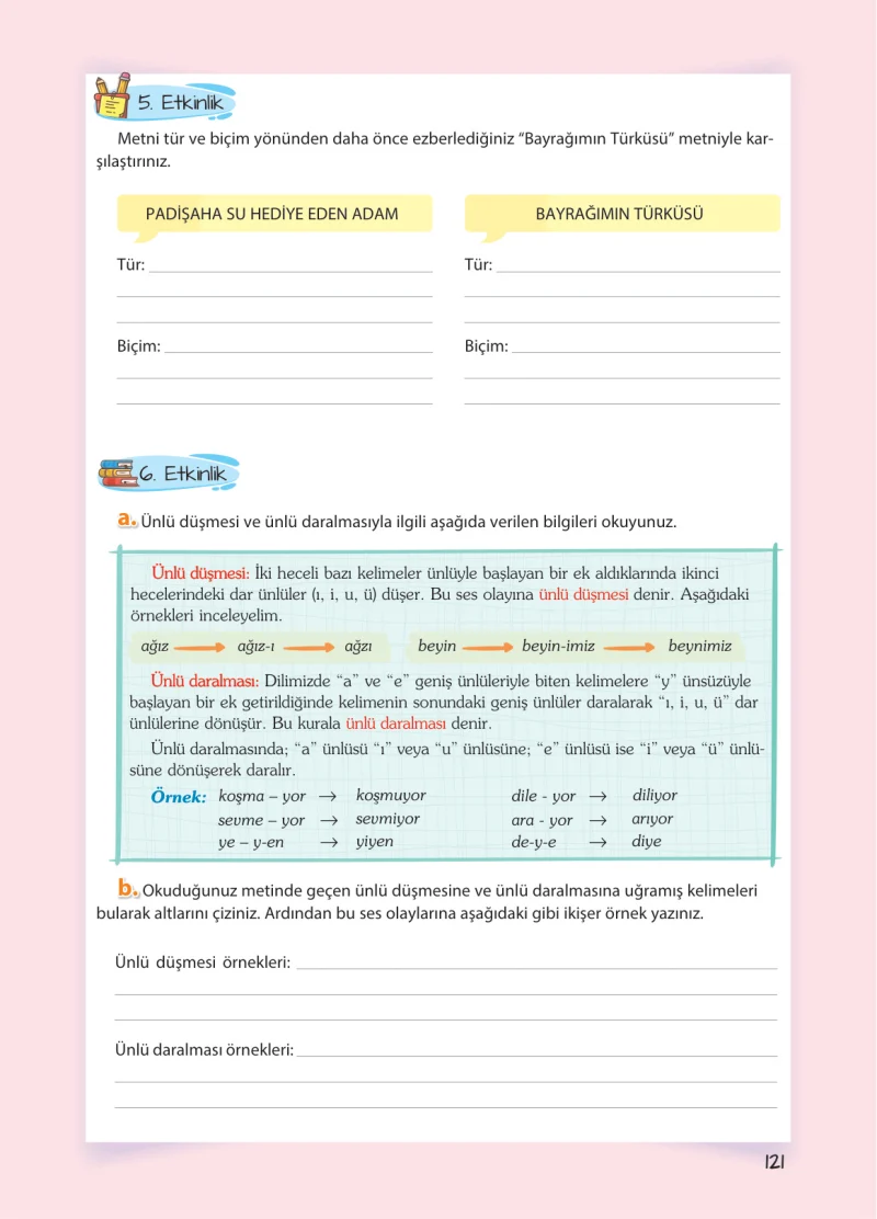 5. Sınıf Türkçe Ders Kitabı Cevapları Koza Yayınları Sayfa 121