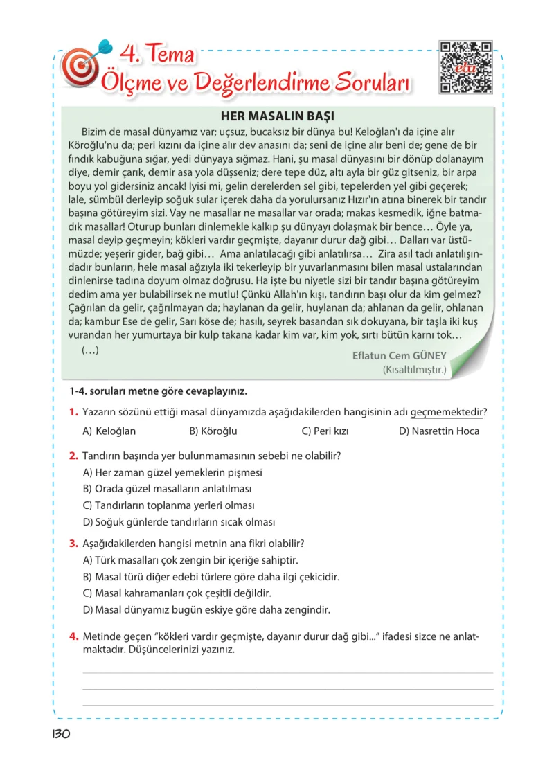 5. Sınıf Türkçe Ders Kitabı Cevapları Koza Yayınları Sayfa 130