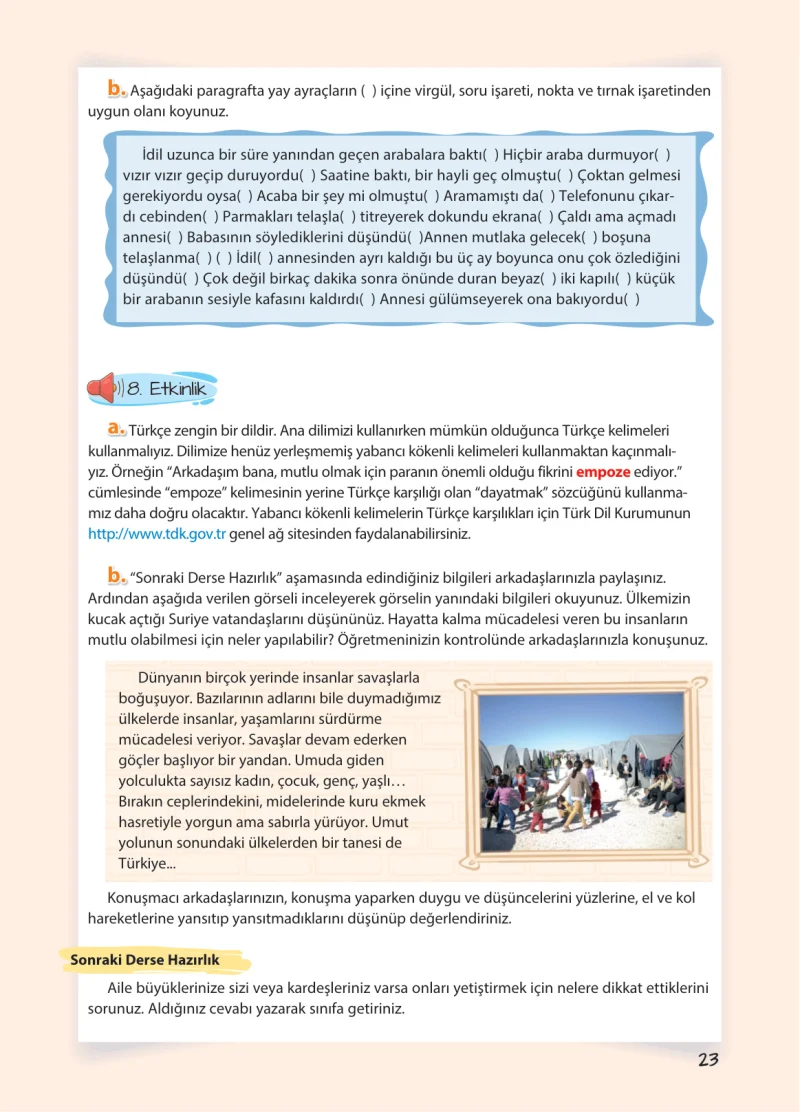 5. Sınıf Türkçe Ders Kitabı Cevapları Koza Yayınları Sayfa 23