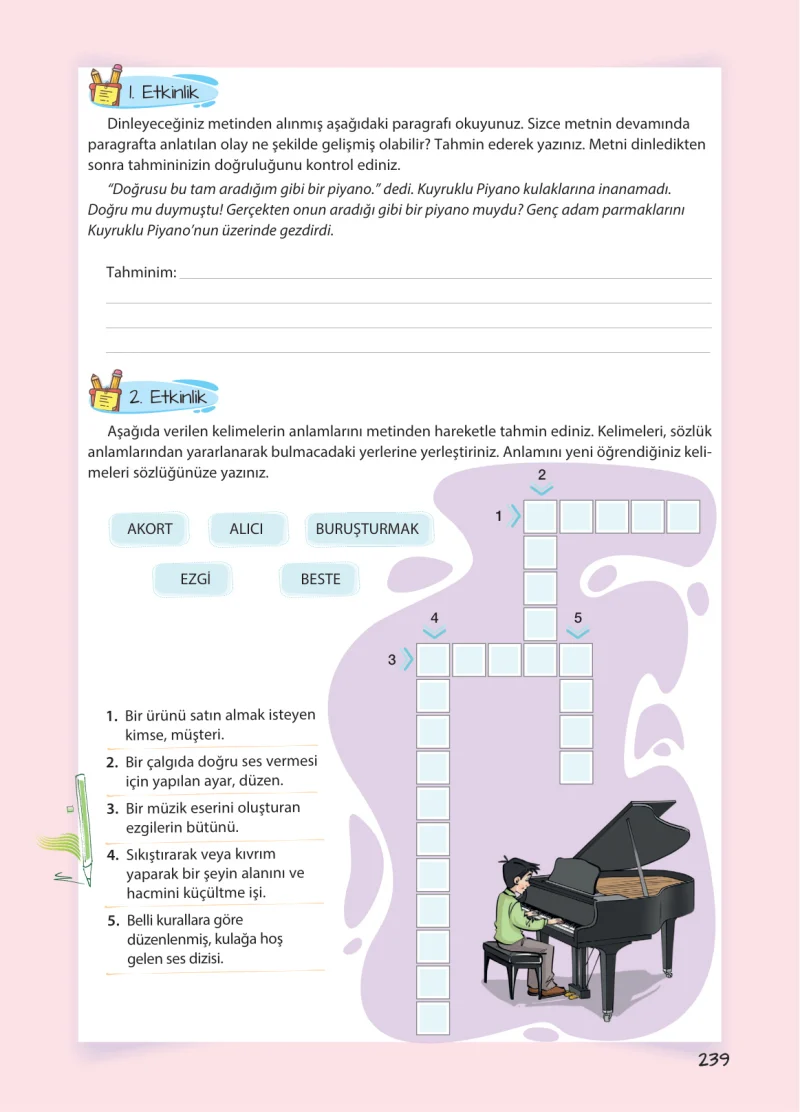 5. Sınıf Türkçe Ders Kitabı Cevapları Koza Yayınları Sayfa 239