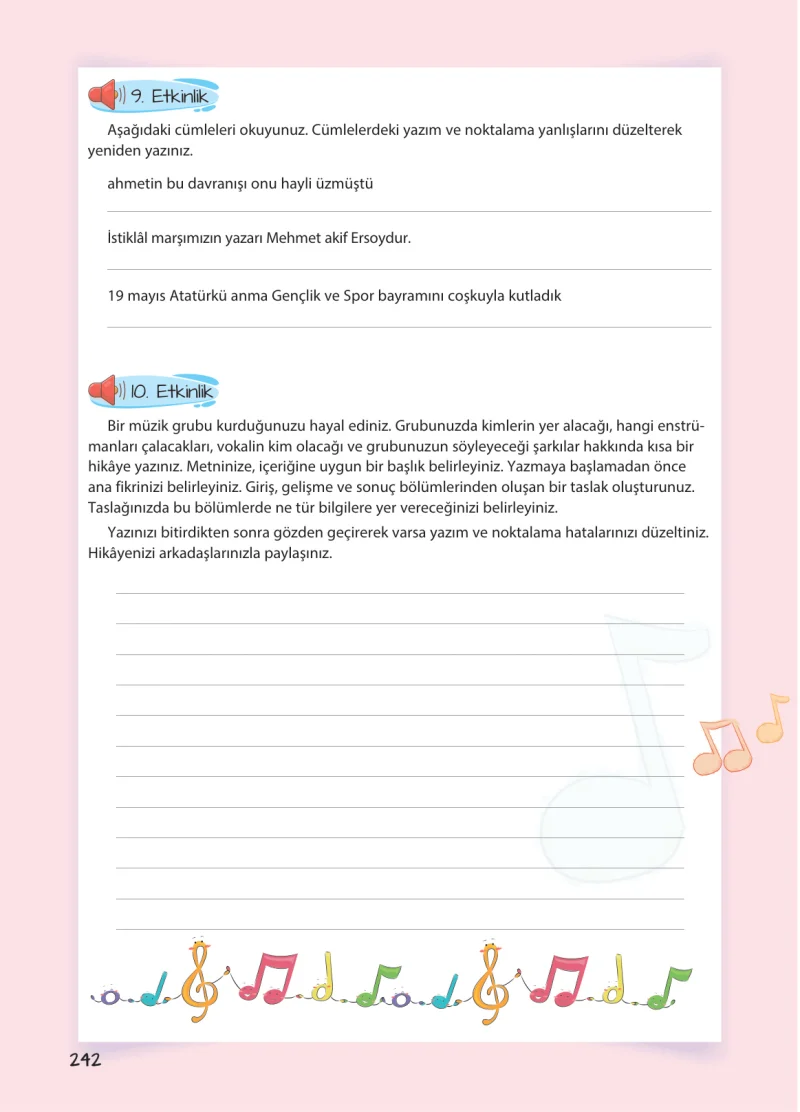 5. Sınıf Türkçe Ders Kitabı Cevapları Koza Yayınları Sayfa 242