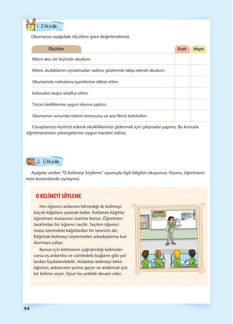 5. Sınıf Türkçe Ders Kitabı Cevapları Koza Yayınları Sayfa 44