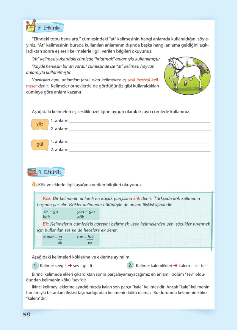 5. Sınıf Türkçe Ders Kitabı Cevapları Koza Yayınları Sayfa 58