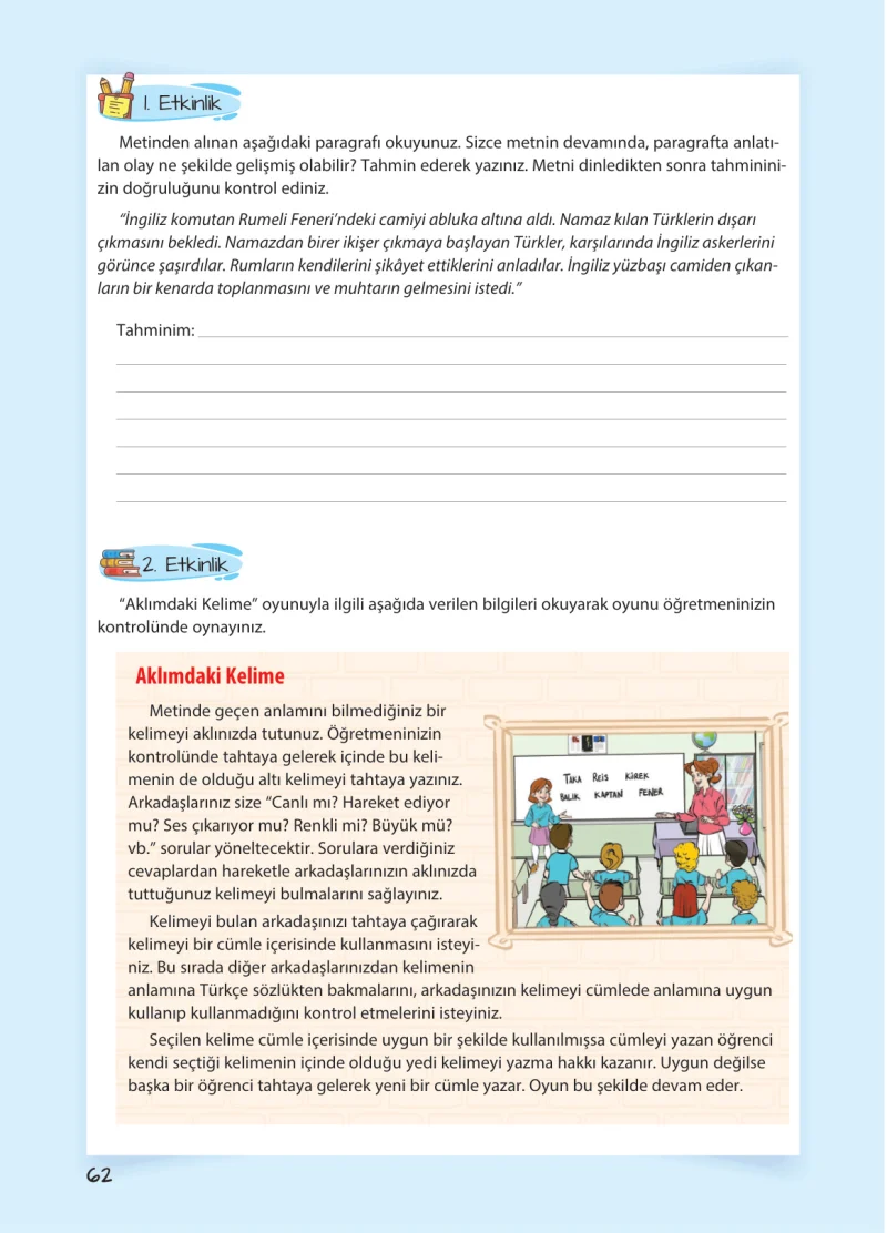 5. Sınıf Türkçe Ders Kitabı Cevapları Koza Yayınları Sayfa 62