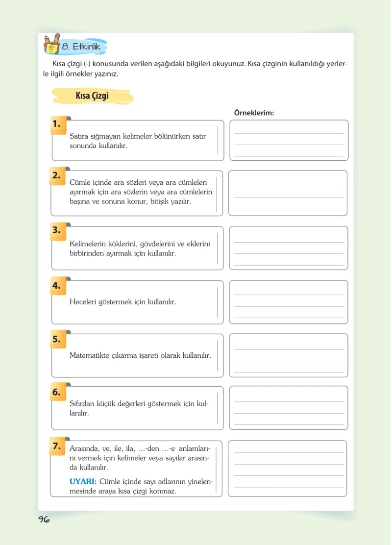 5. Sınıf Türkçe Ders Kitabı Cevapları Koza Yayınları Sayfa 96