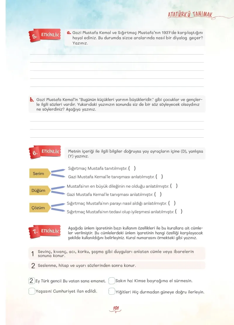 5. Sınıf Türkçe Ders Kitabı Cevapları Meb Yayınları 1 Sayfa 101