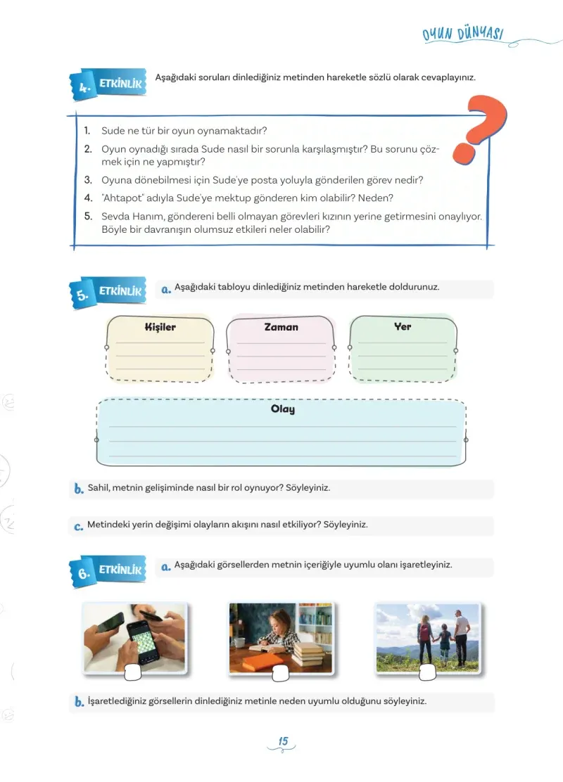 5. Sınıf Türkçe Ders Kitabı Cevapları Meb Yayınları 1 Sayfa 15