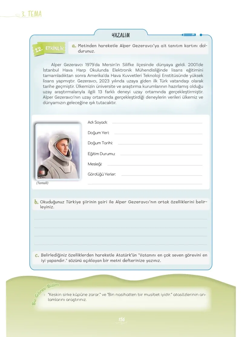 5. Sınıf Türkçe Ders Kitabı Cevapları Meb Yayınları 1 Sayfa 156
