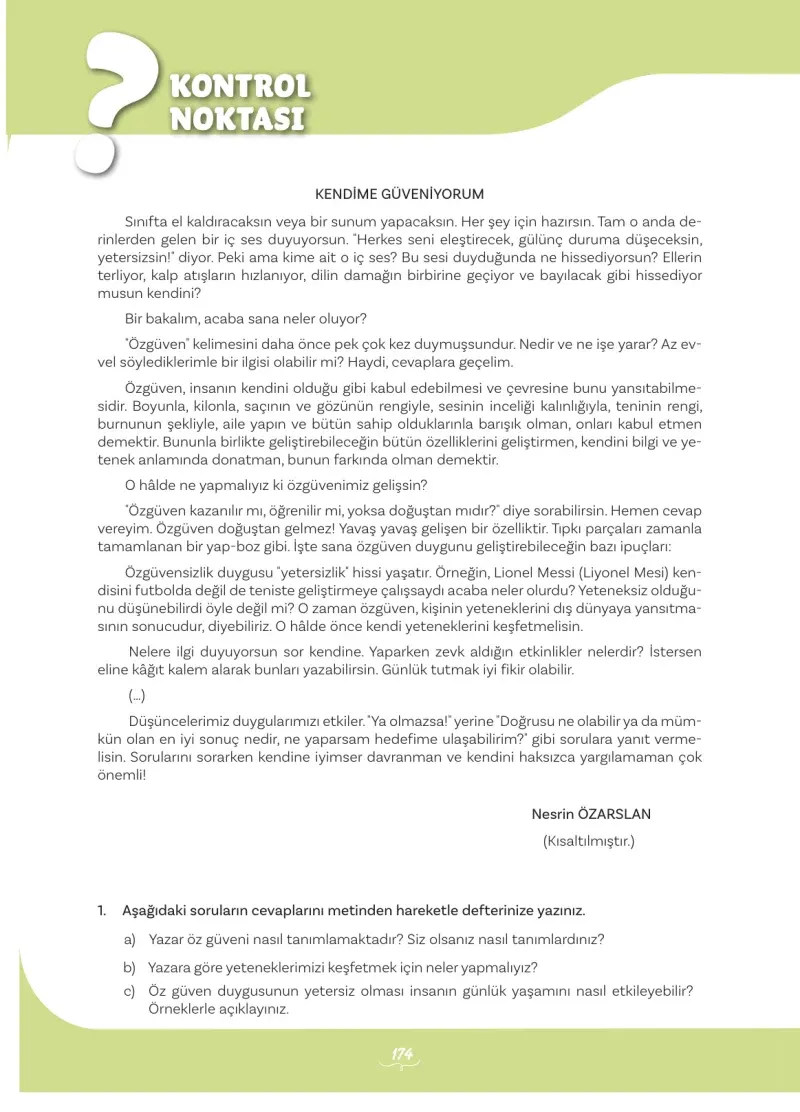 5. Sınıf Türkçe Ders Kitabı Cevapları Meb Yayınları 1 Sayfa 174