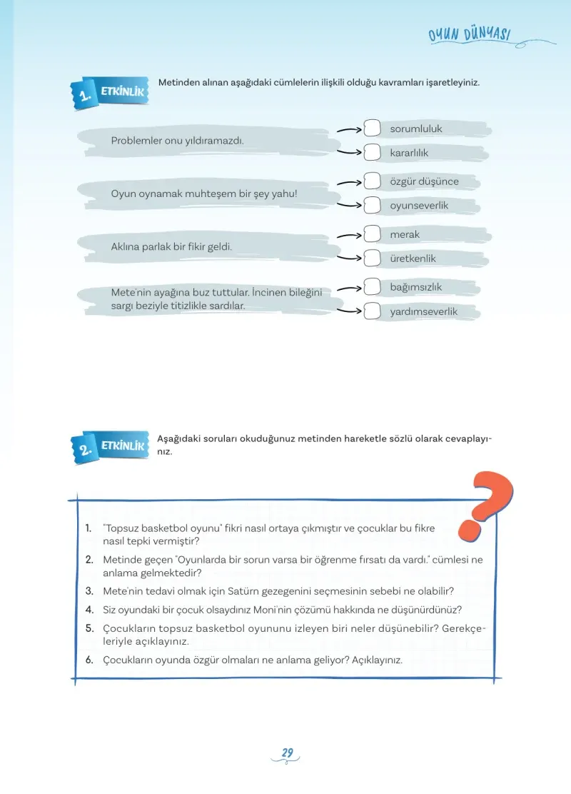 5. Sınıf Türkçe Ders Kitabı Cevapları Meb Yayınları 1 Sayfa 29
